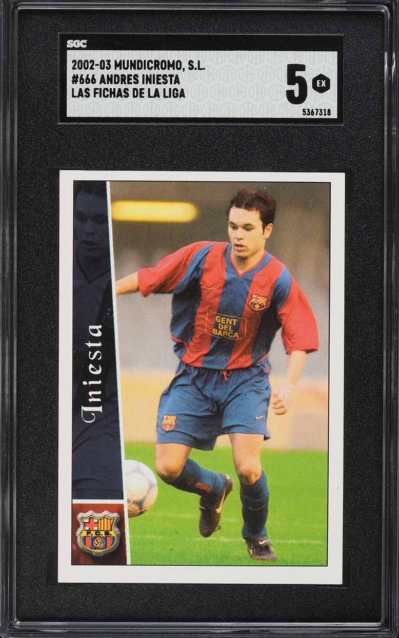 2002 Mundi Cromo Liga Andres Iniesta Lujan ROOKIE #666 SGC 5 EX