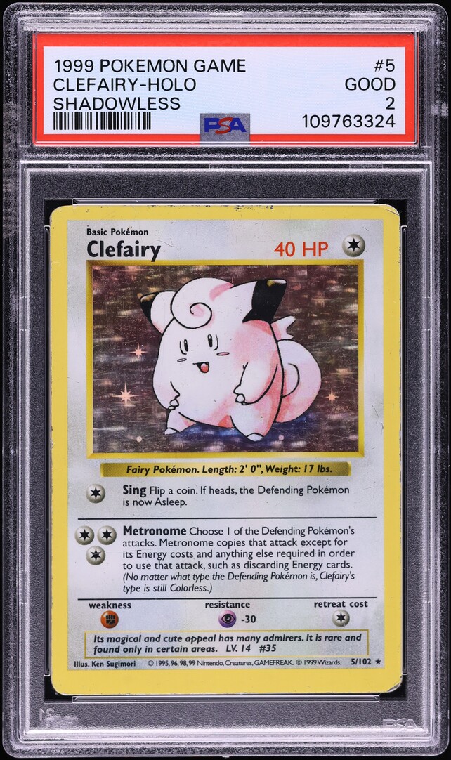 1999 Pokemon Base Set Shadowless Holo Clefairy #5 PSA 2 GD