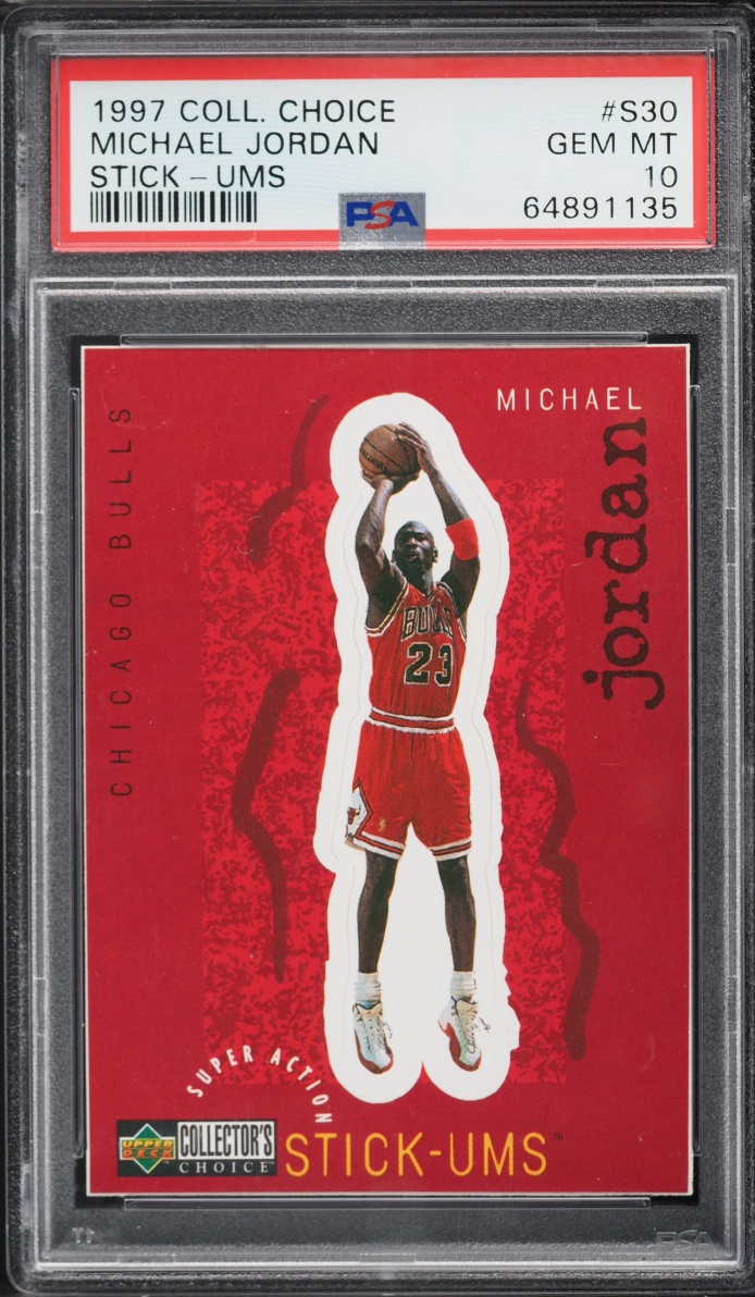 1997 Collector's Choice Stick-Ums Michael Jordan #S30 PSA 10 GEM MINT