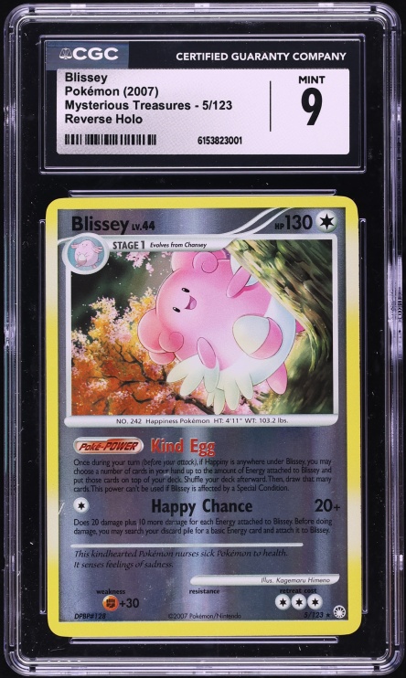 2007 Pokemon Diamond & Pearl Mysterious Treasures Reverse Holo Blissey #5 CGC 9 MINT
