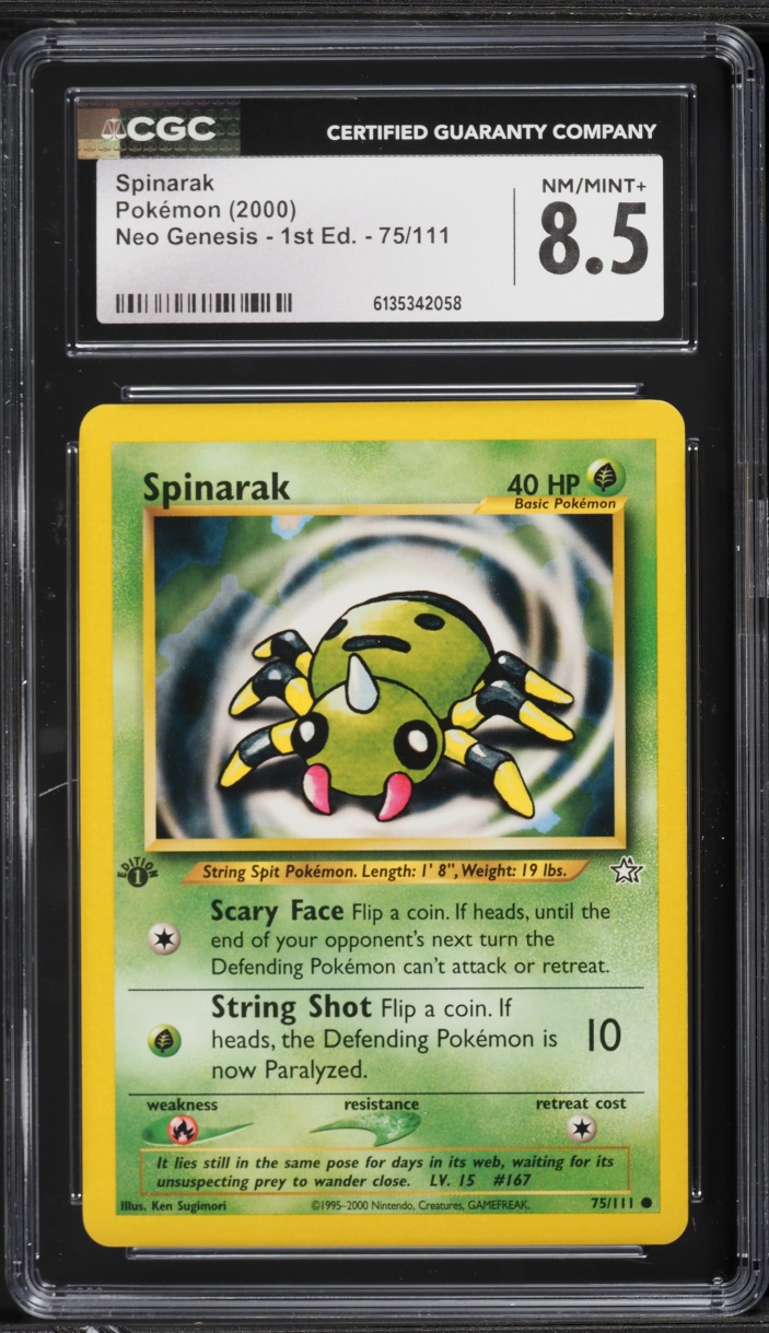 2000 Pokemon Neo Genesis 1st Edition Spinarak #75 CGC 8.5 NM-MT+