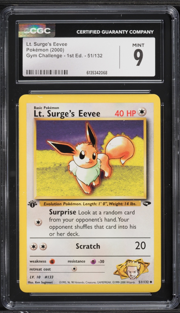 2000 Pokemon Gym Challenge 1st Edition Lt. Surge's Eevee #51 CGC 9 MINT