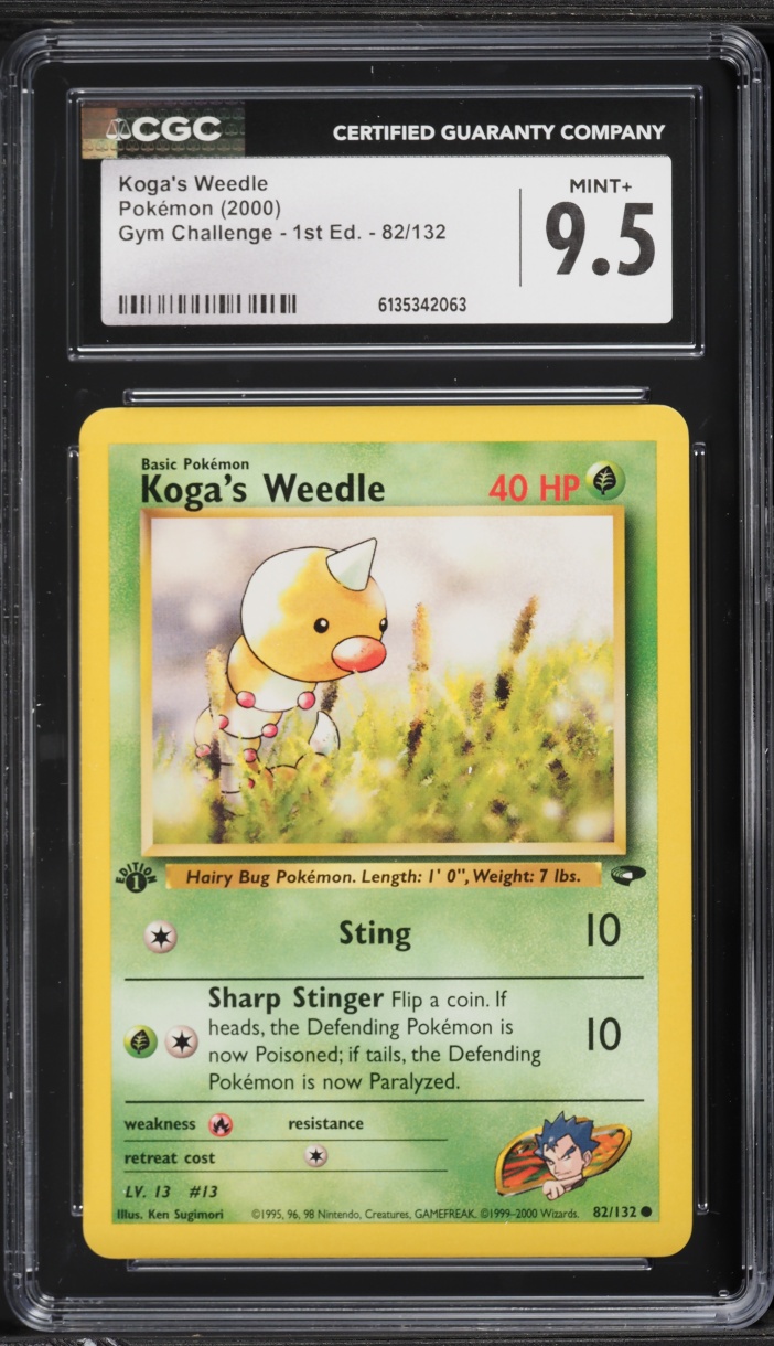 2000 Pokemon Gym Challenge 1st Edition Koga's Weedle #82 CGC 9.5 MINT+