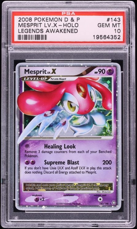 2008 Pokemon Diamond & Pearl Legends Awakened Holo Mesprit LV.X #143 PSA 10 GEM MINT