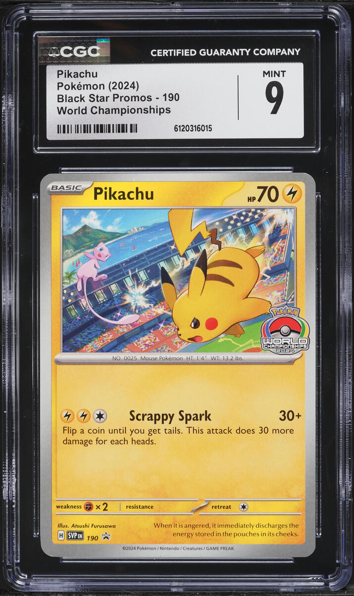 2024 Pokemon Scarlet & Violet Promo World Championships Pikachu #190 CGC 9 MINT
