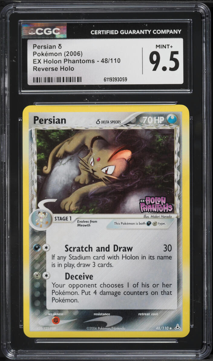 2006 Pokemon EX Holon Phantoms Reverse Holo Persian #48 CGC 9.5 MINT+