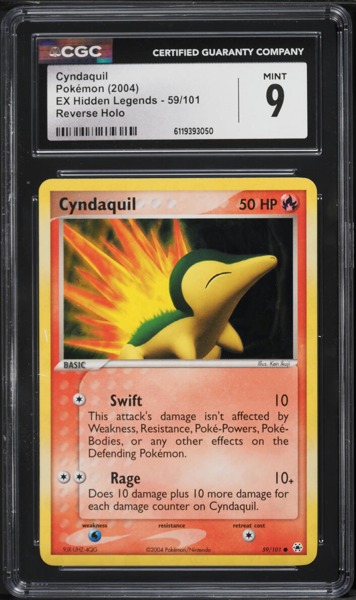 2004 Pokemon EX Hidden Legends Reverse Holo Cyndaquil #59 CGC 9 MINT