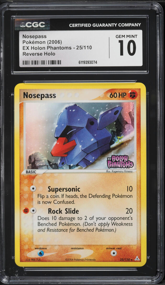 2006 Pokemon EX Holon Phantoms Reverse Holo Nosepass #25 CGC 10 GEM MINT