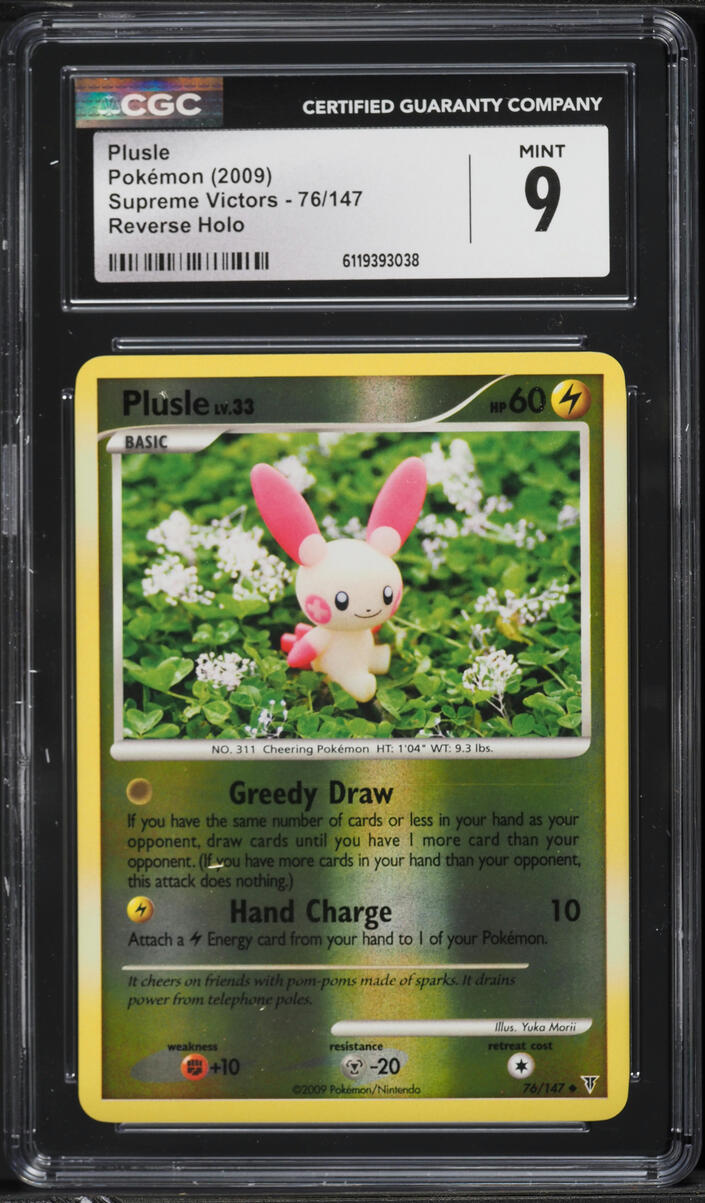 2009 Pokemon Platinum Supreme Victors Reverse Holo Plusle #76 CGC 9 MINT