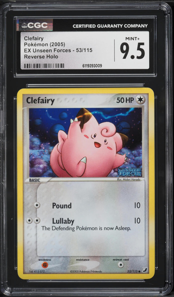 2005 Pokemon EX Unseen Forces Reverse Holo Clefairy #53 CGC 9.5 MINT+