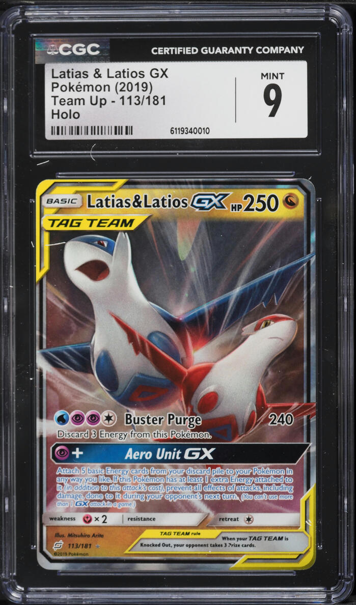 2019 Pokemon Sun & Moon Team Up Holo Latias & Latios GX #113 CGC 9 MINT