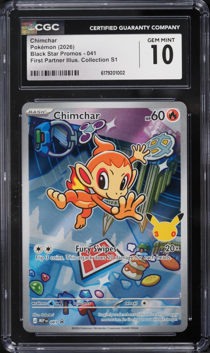 2026 Pokemon Mega Evolution Promo First Partner Illustration S1 Full Art Chimchar #41 CGC 10