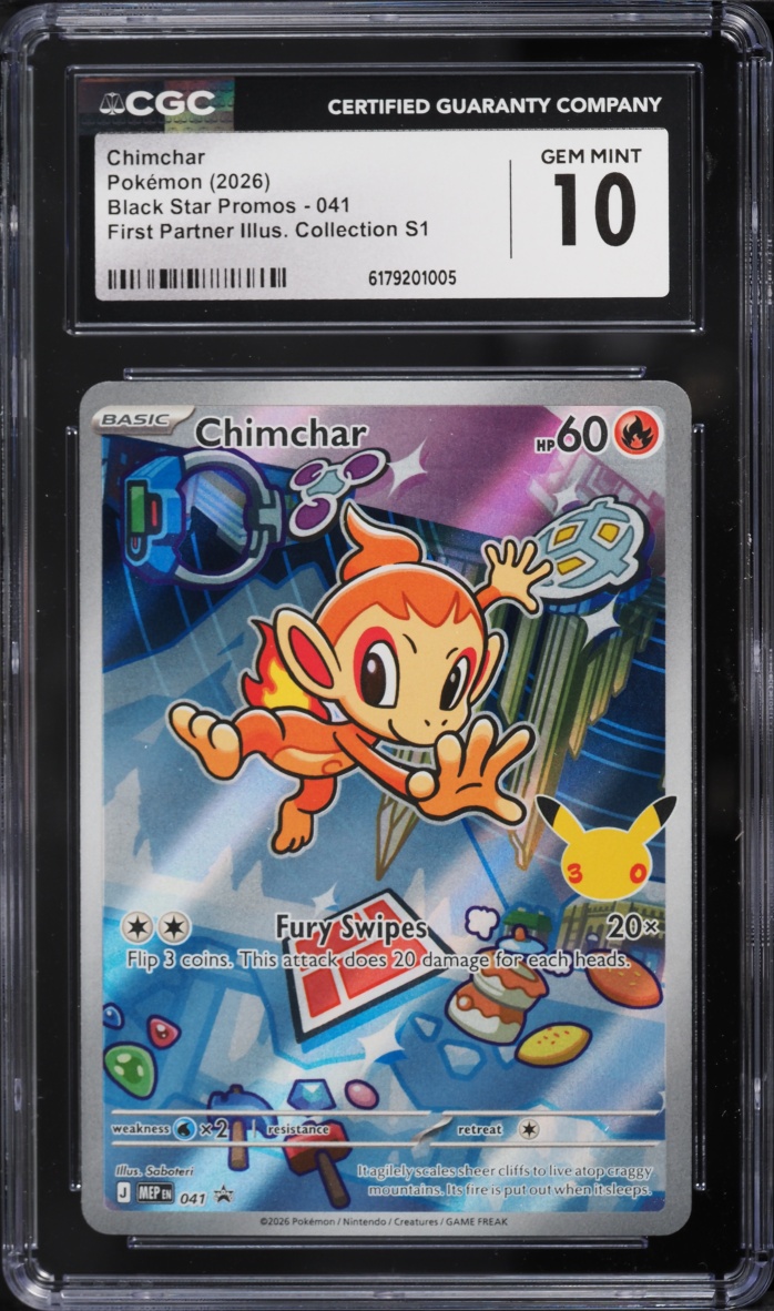 2026 Pokemon Mega Evolution Promo First Partner Illustration S1 Full Art Chimchar #41 CGC 10