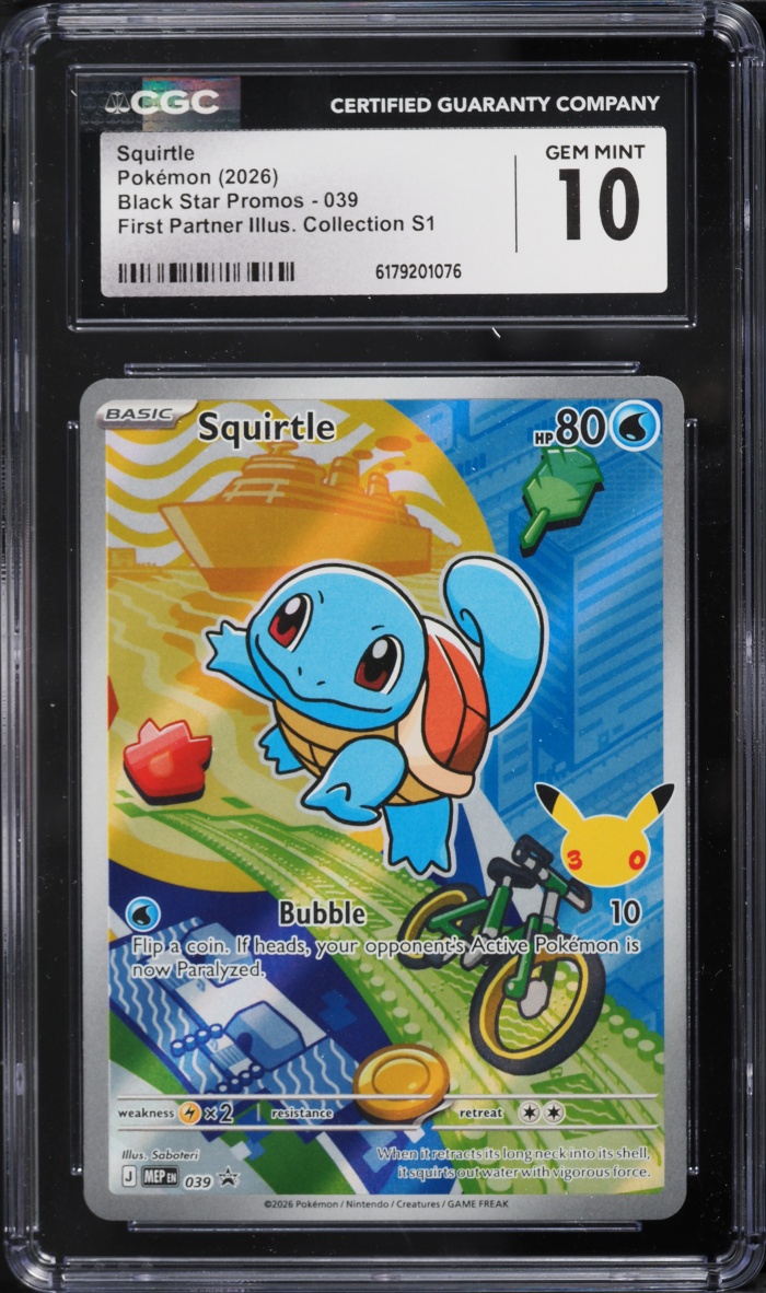 2026 Pokemon Mega Evolution Promo First Partner Illustration Full Art Squirtle #39 CGC 10 GEM
