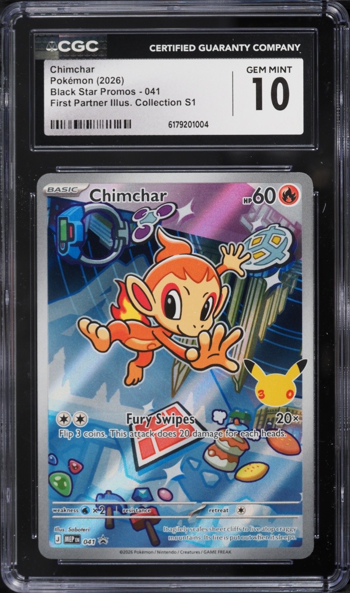 2026 Pokemon Mega Evolution Promo First Partner Illustration S1 Full Art Chimchar #41 CGC 10