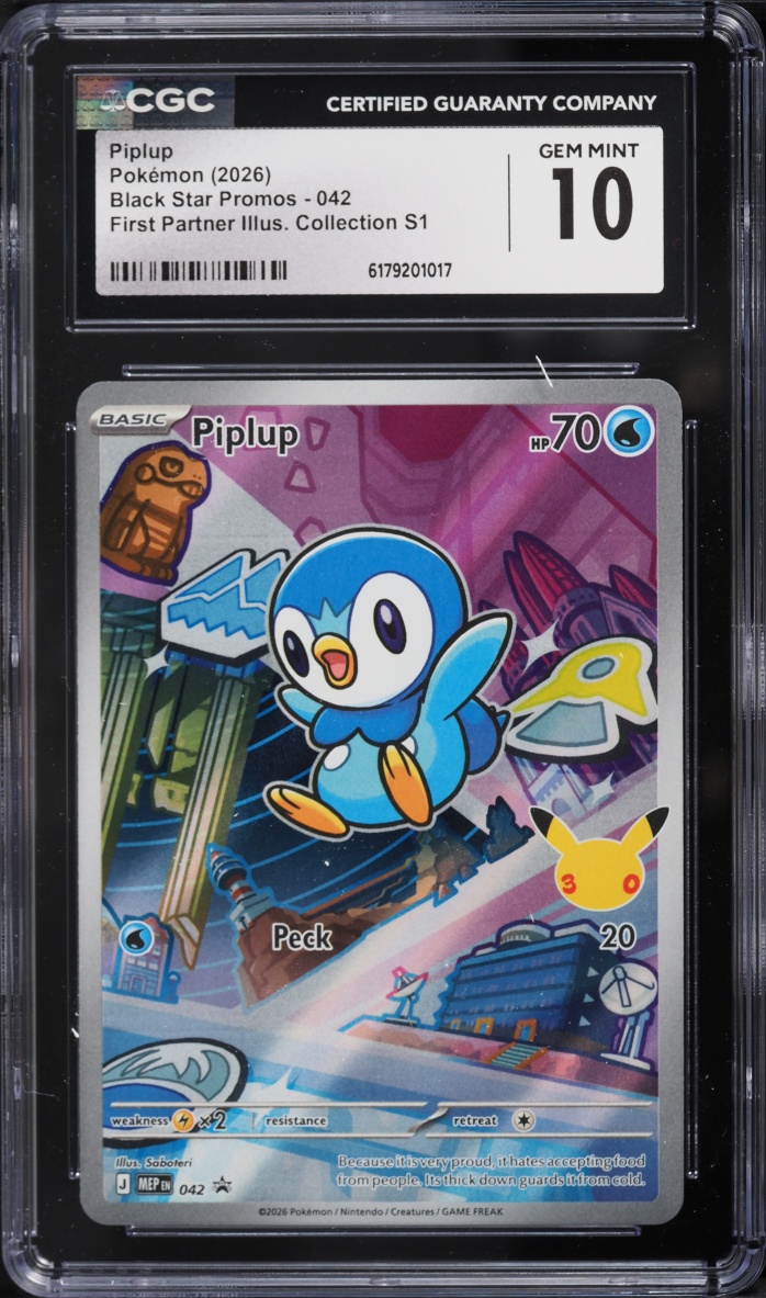 2026 Pokemon Mega Evolution Promo First Partner Illustration S1 Full Art Piplup #42 CGC 10 GEM
