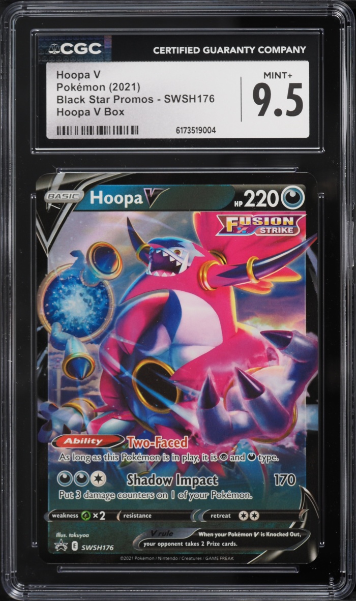 2021 Pokemon Sword & Shield Black Star Promo Box Hoopa V #SWSH176 CGC 9.5 MINT+