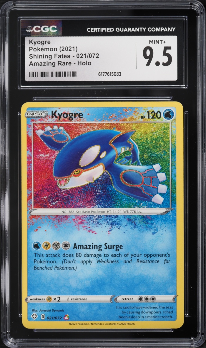 2021 Pokemon Sword & Shield Shining Fates Amazing Rare Kyogre #21 CGC 9.5 MINT+