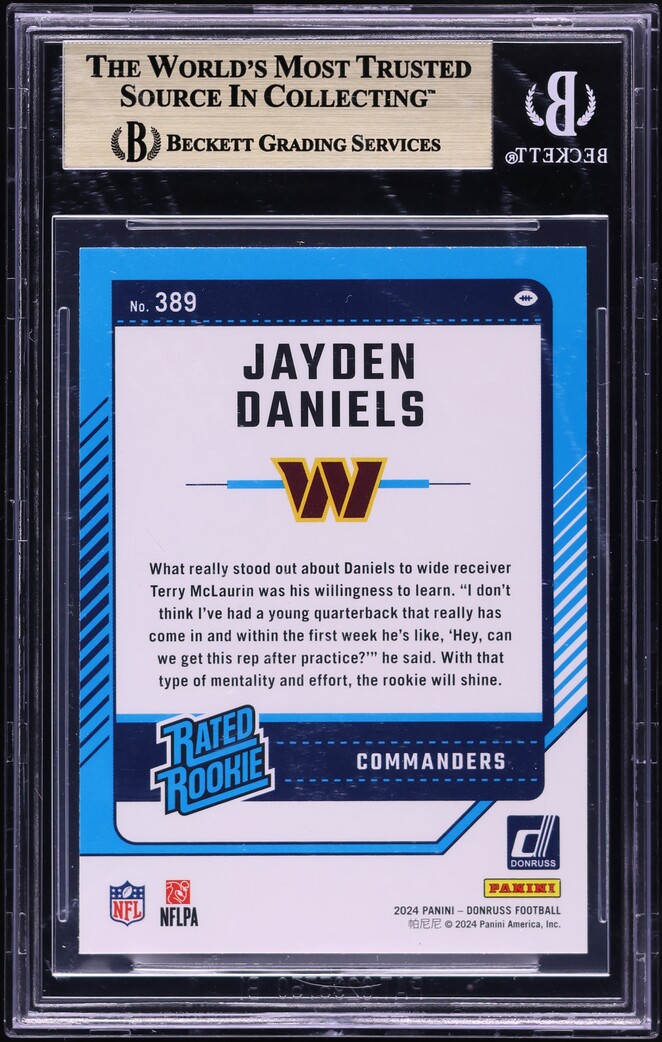 2024 Donruss Jayden Daniels ROOKIE #389 BGS 9.5 GEM MINT
