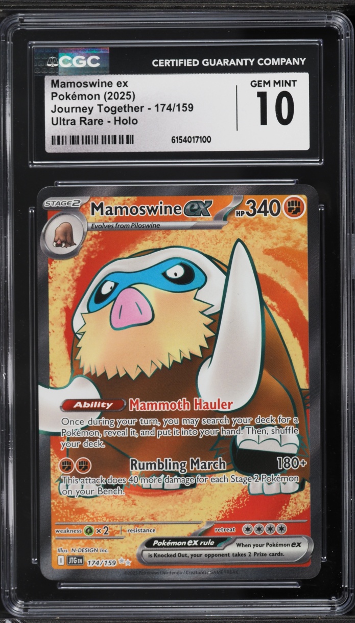 2025 Pokemon Scarlet & Violet Journey Together Full Art Mamoswine EX #174 CGC 10 GEM MINT