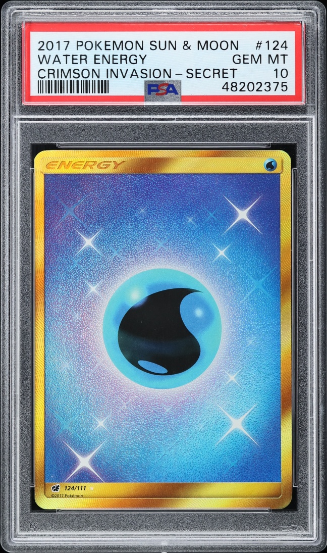 2017 Pokemon Sun & Moon Crimson Invasion Secret Rare Water Energy #124 PSA 10 GEM MINT