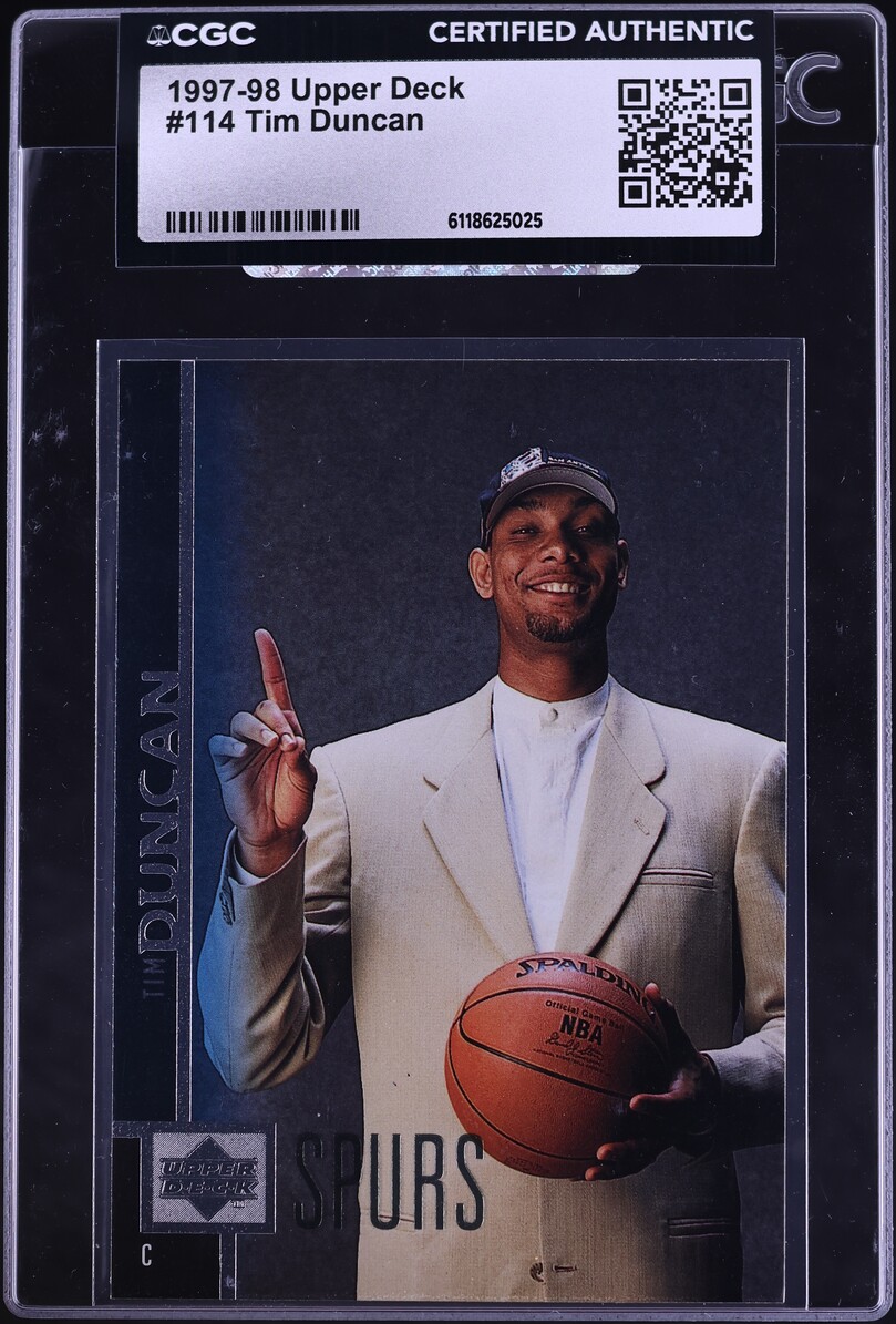 1997 Upper Deck Basketball Tim Duncan ROOKIE #114 CGC AUTH