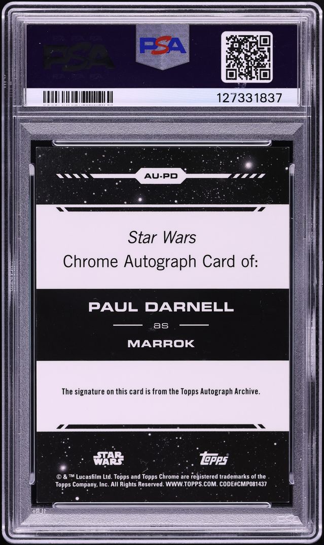 2024 Topps Star Wars Chrome Kamino Aqua Refractor Marrok Paul Darnell AUTO /199 #AU-PD PSA 9