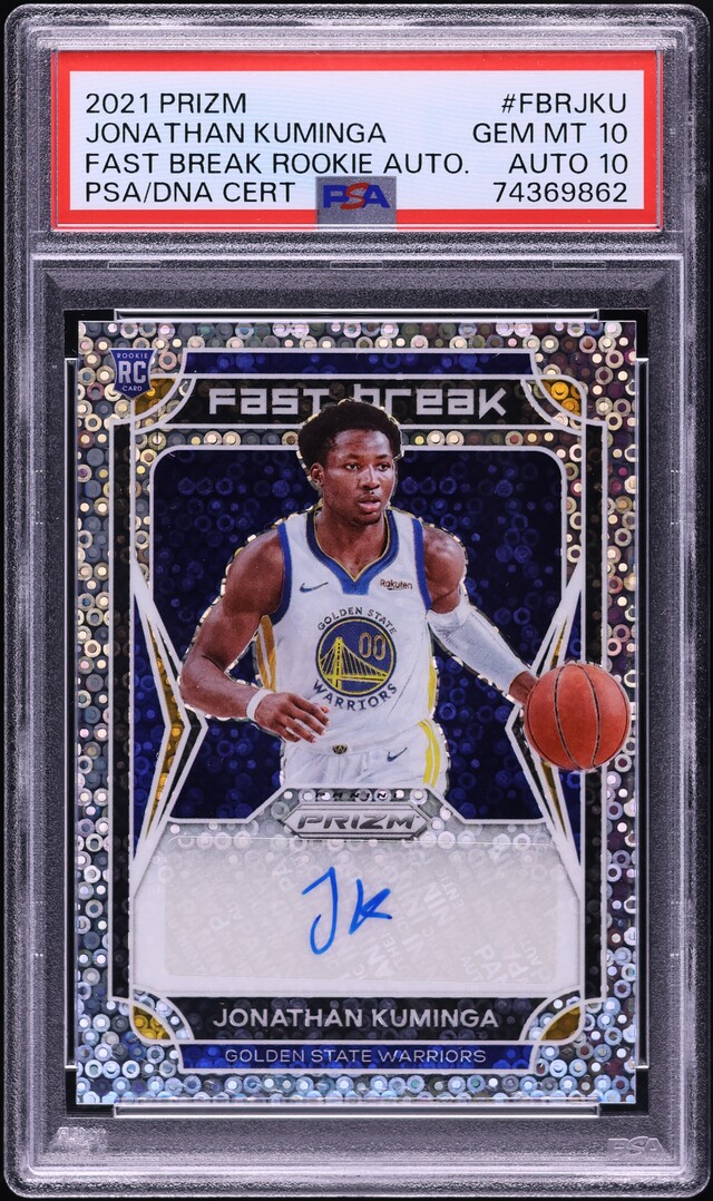 2021 Panini Prizm Fast Break Jonathan Kuminga ROOKIE AUTO DNA 10 #FBRJKU PSA 10 GEM MINT