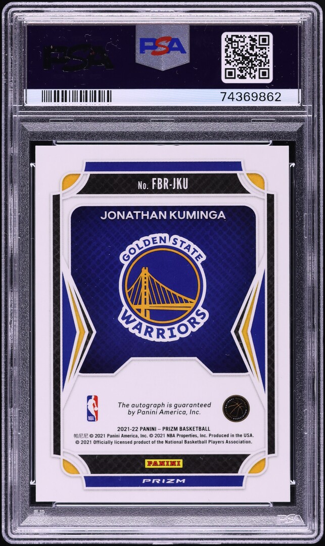 2021 Panini Prizm Fast Break Jonathan Kuminga ROOKIE AUTO DNA 10 #FBRJKU PSA 10 GEM MINT