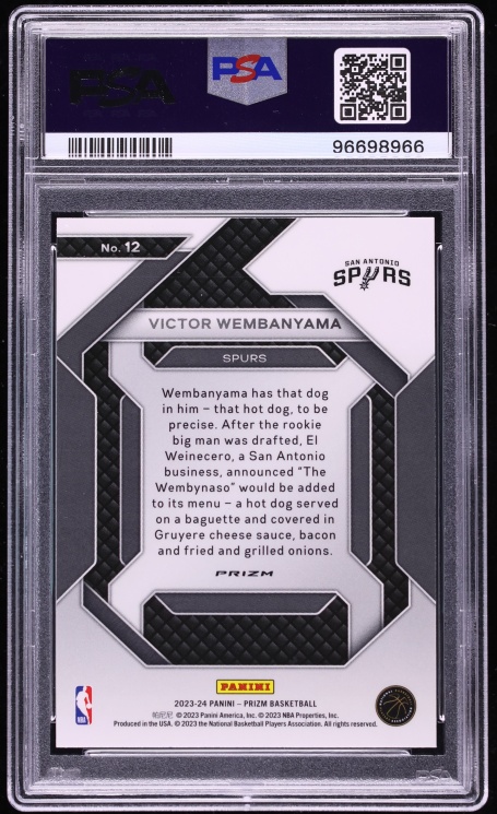 2023 Panini Prizm Emergent Silver Victor Wembanyama ROOKIE #12 PSA 10 GEM MINT