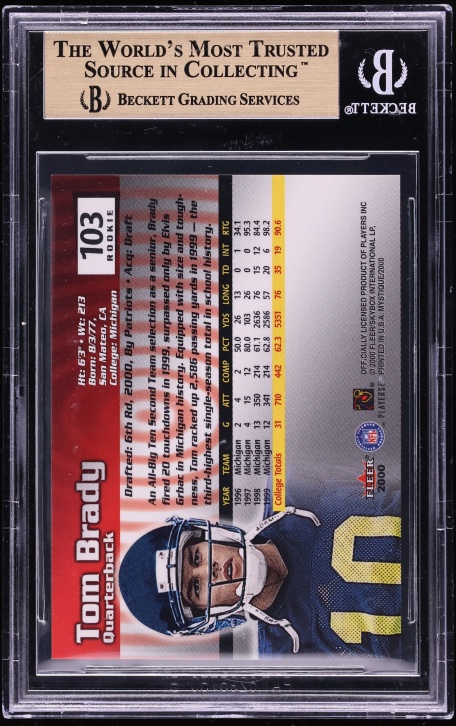 2000 Fleer Mystique Tom Brady ROOKIE #103 BGS 9.5 MINT+