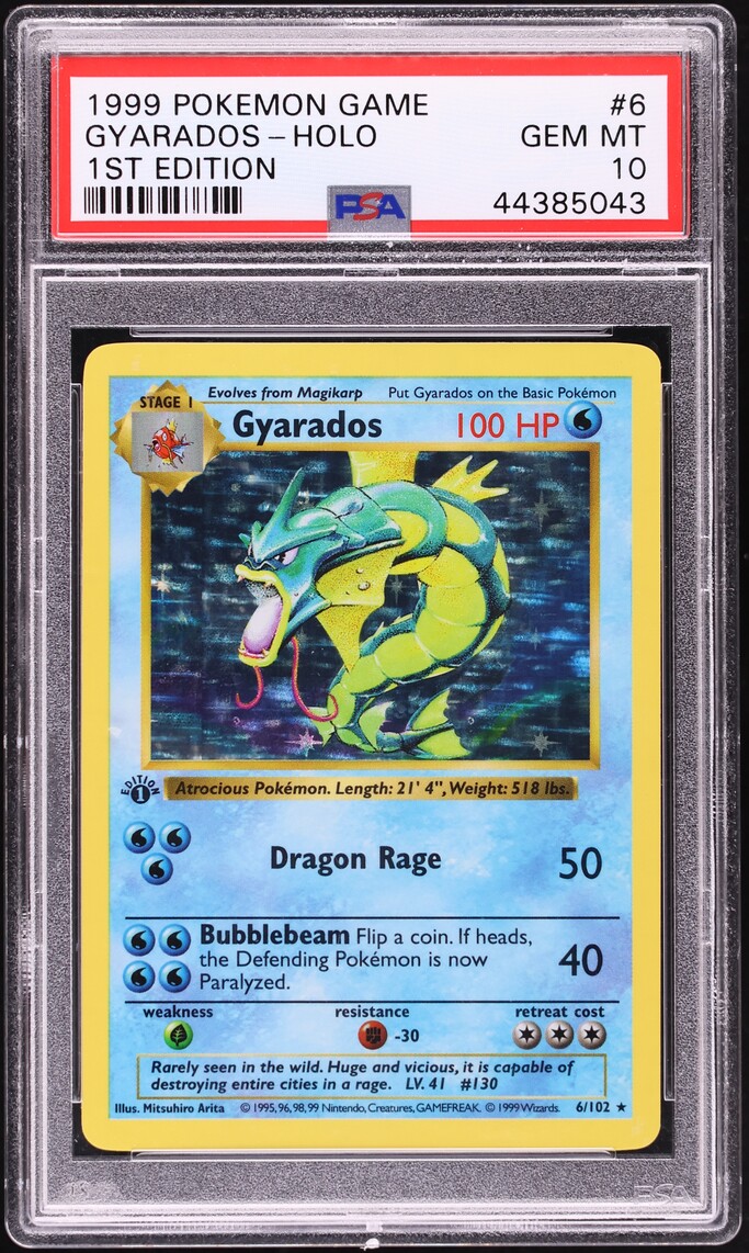 1999 Pokemon Base Set Shadowless 1st Edition Holo Gyarados #6 PSA 10 GEM MINT
