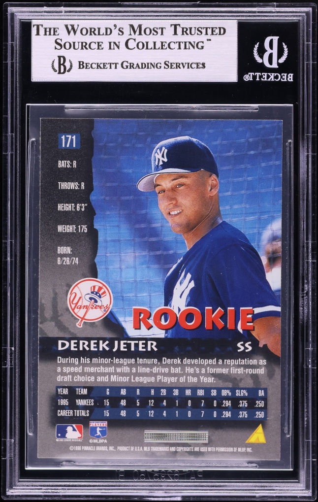 1996 Pinnacle Derek Jeter ROOKIE #171 BGS 9 MINT