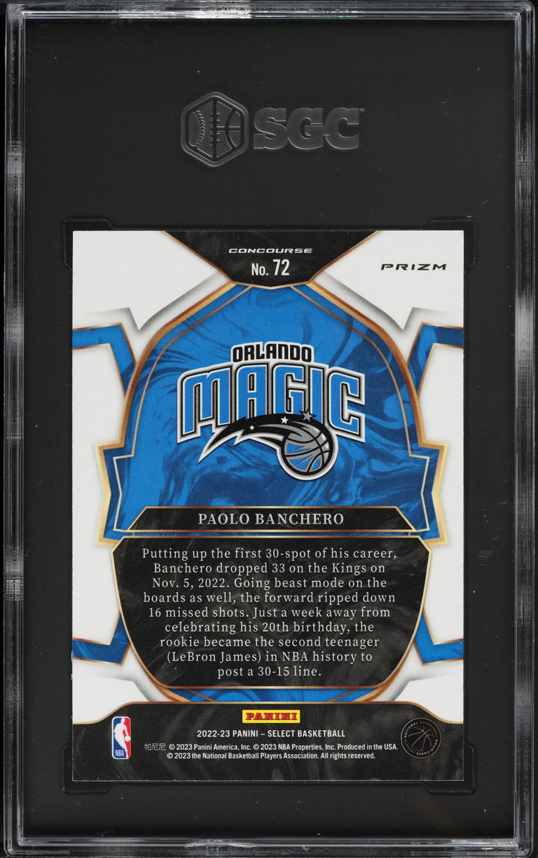 2022 Select Concourse Green White Purple Prizm Paolo Banchero ROOKIE #72 SGC 9