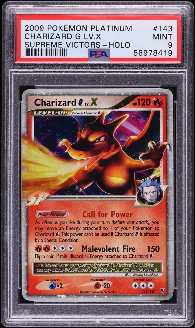 2009 Pokemon Platinum Supreme Victors Holo Charizard G LV.X #143 PSA 9 MINT