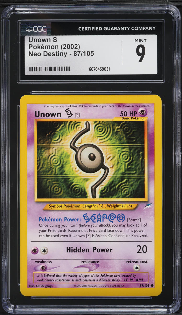 2002 Pokemon Neo Destiny Unown S #87 CGC 9 MINT