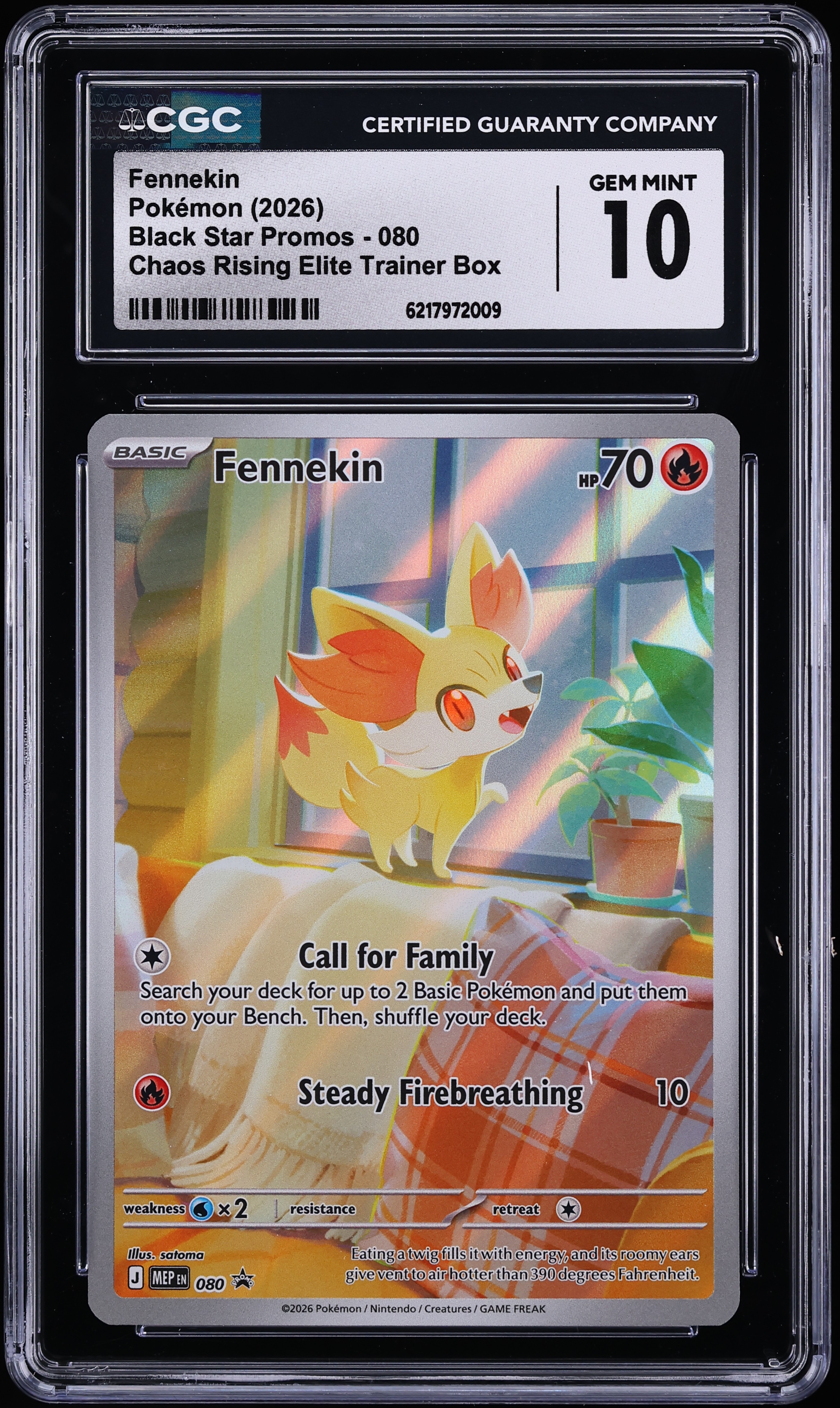 2026 Pokemon Mega Evolution Promo Chaos Rising ETB Full Art Fennekin #80 CGC 10 GEM MINT
