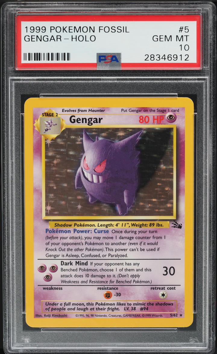 1999 Pokemon Fossil Holo Gengar #5 PSA 10 GEM MINT