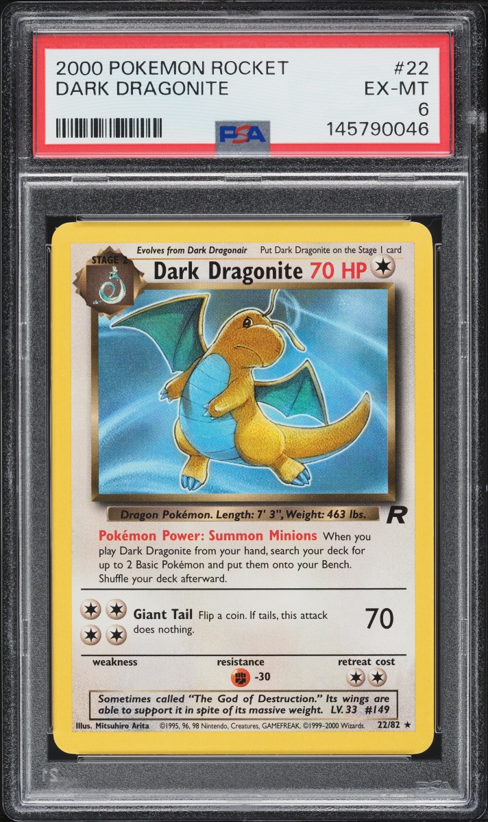 2000 Pokemon Team Rocket Dark Dragonite #22 PSA 6 EXMT