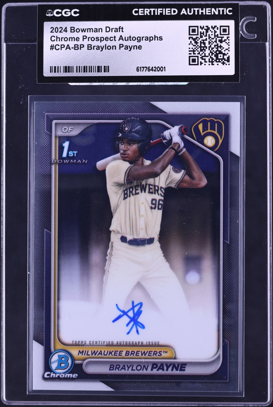 2024 Bowman Chrome Draft Braylon Payne PROSPECT AUTO #CPA-BP CGC AUTH