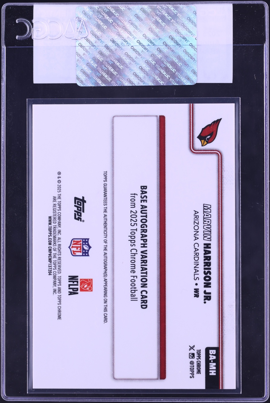 2025 Topps Chrome Red Wave Refractor Marvin Harrison Jr. AUTO /5 #BA-MH CGC AUTH