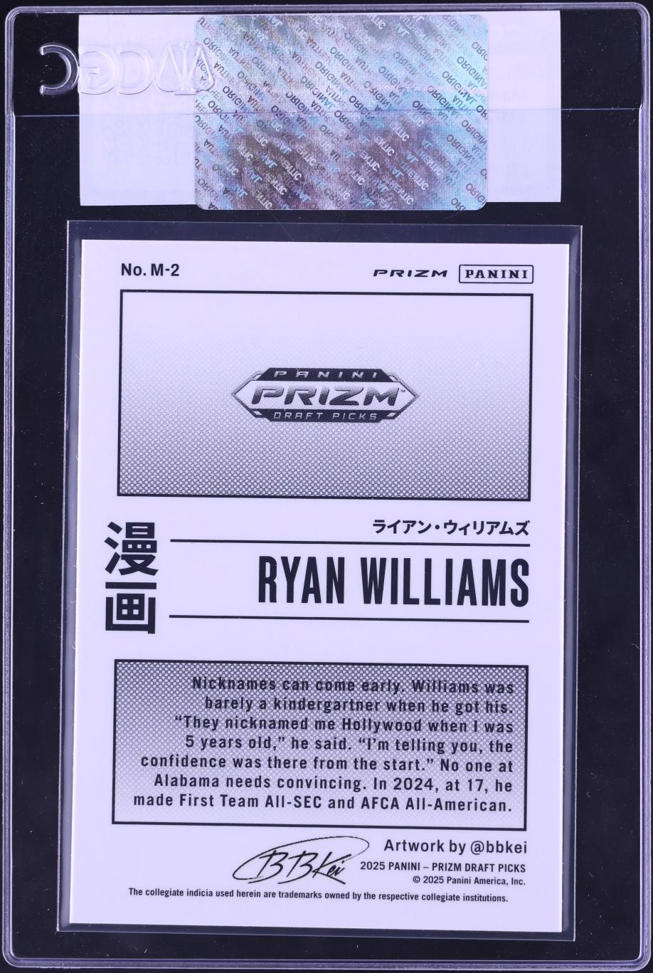 2025 Panini Prizm Draft Picks Manga Ryan Williams ROOKIE #M-2 CGC AUTH