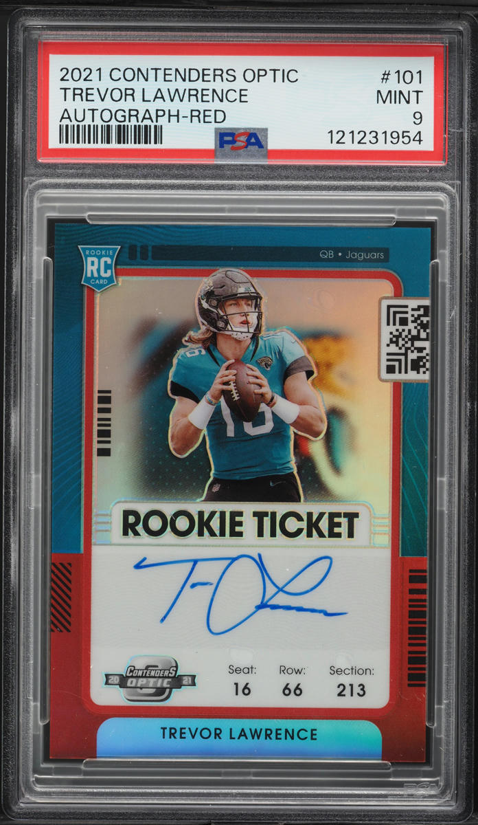 2021 Panini Contenders Optic Red Trevor Lawrence ROOKIE AUTO /75 #101 PSA 9 MINT