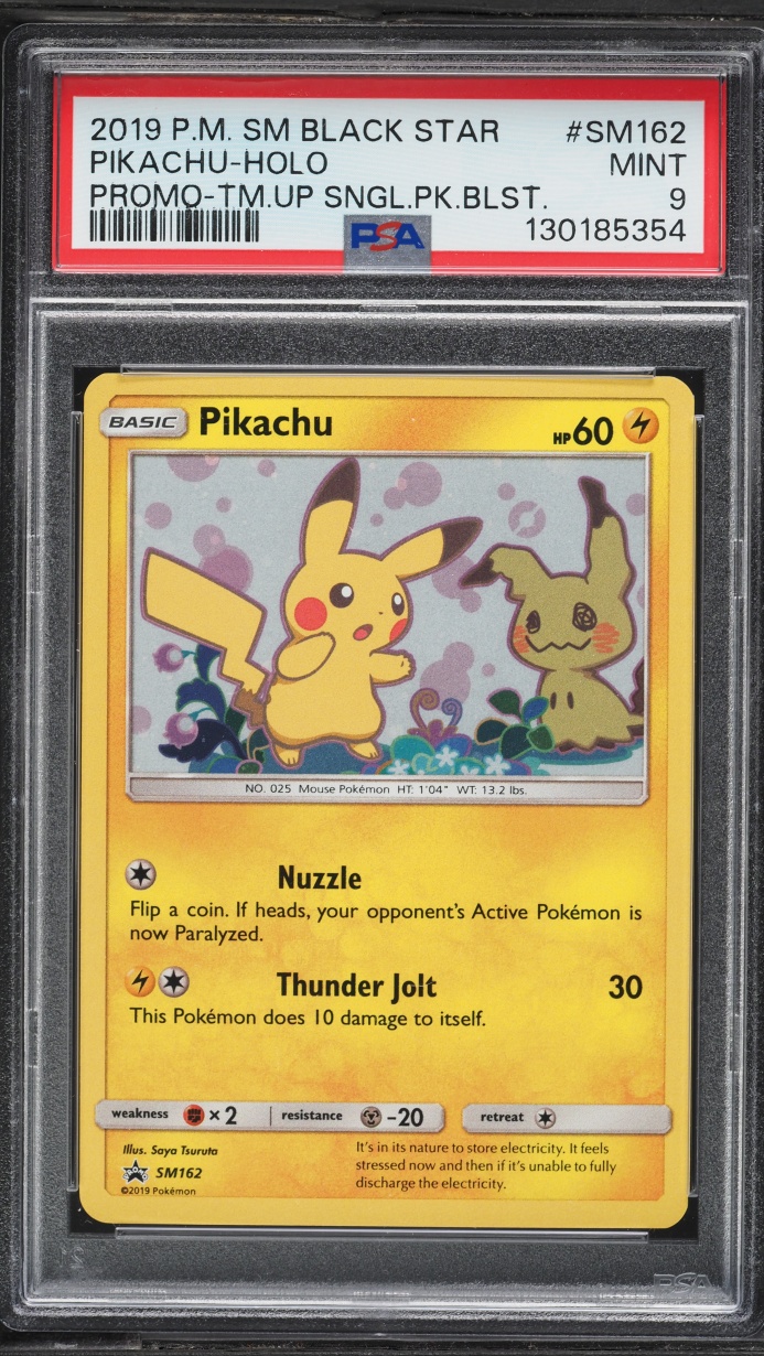 2019 Pokemon Sun & Moon Promo Team Up Holo Pikachu #SM162 PSA 9 MINT