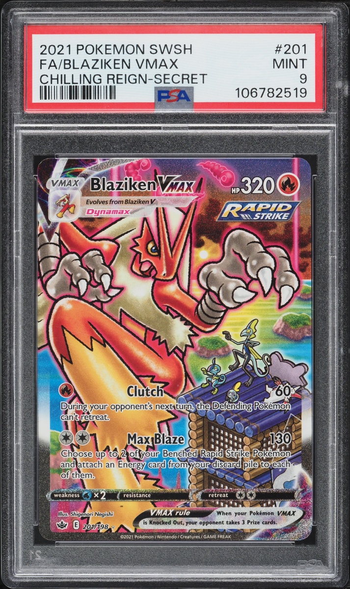 2021 Pokemon Sword & Shield Chilling Reign SEC Blaziken VMAX #201 PSA 9 MINT