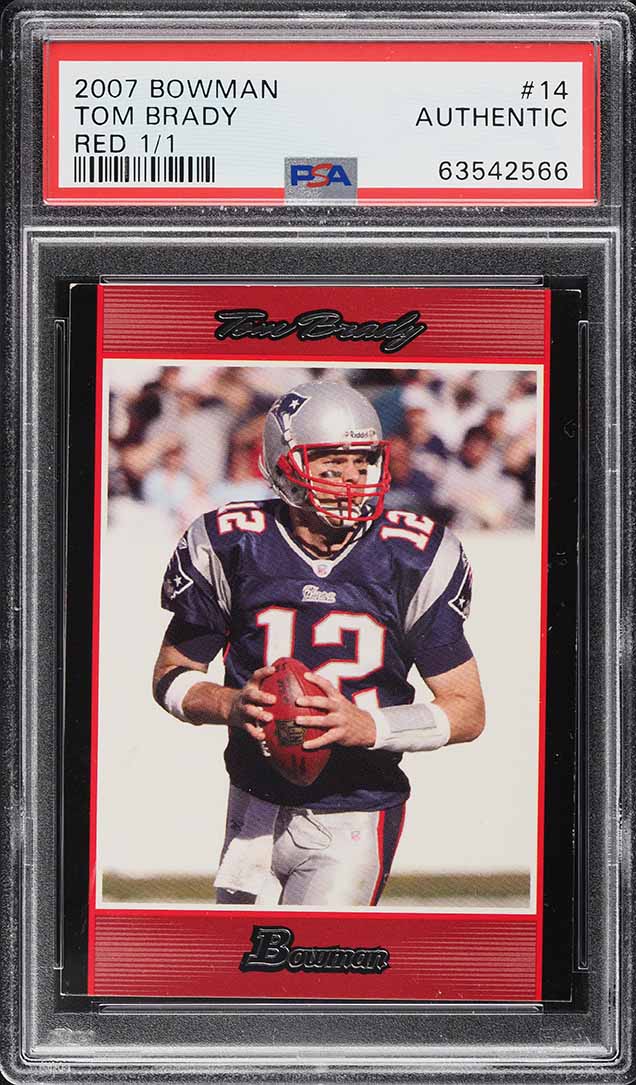 2007 Bowman Red Tom Brady 1/1 #14 PSA AUTH