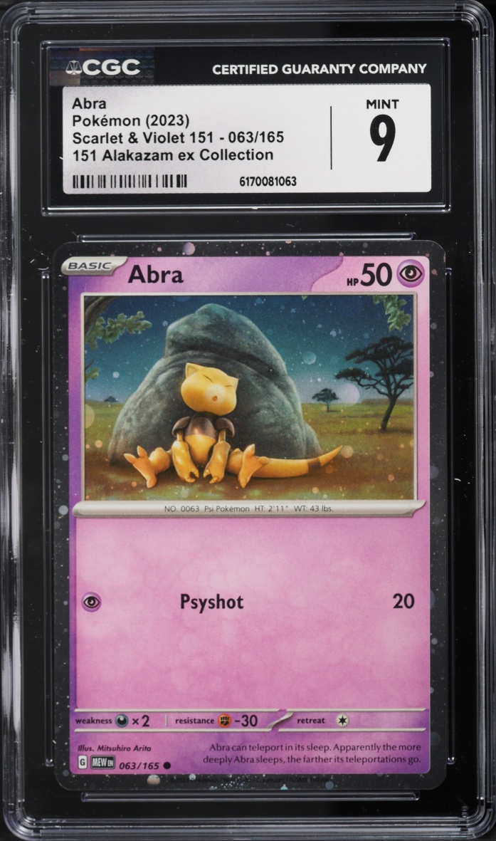 2023 Pokemon Scarlet & Violet 151 Alakazam ex Collection Abra #63 CGC 9 MINT