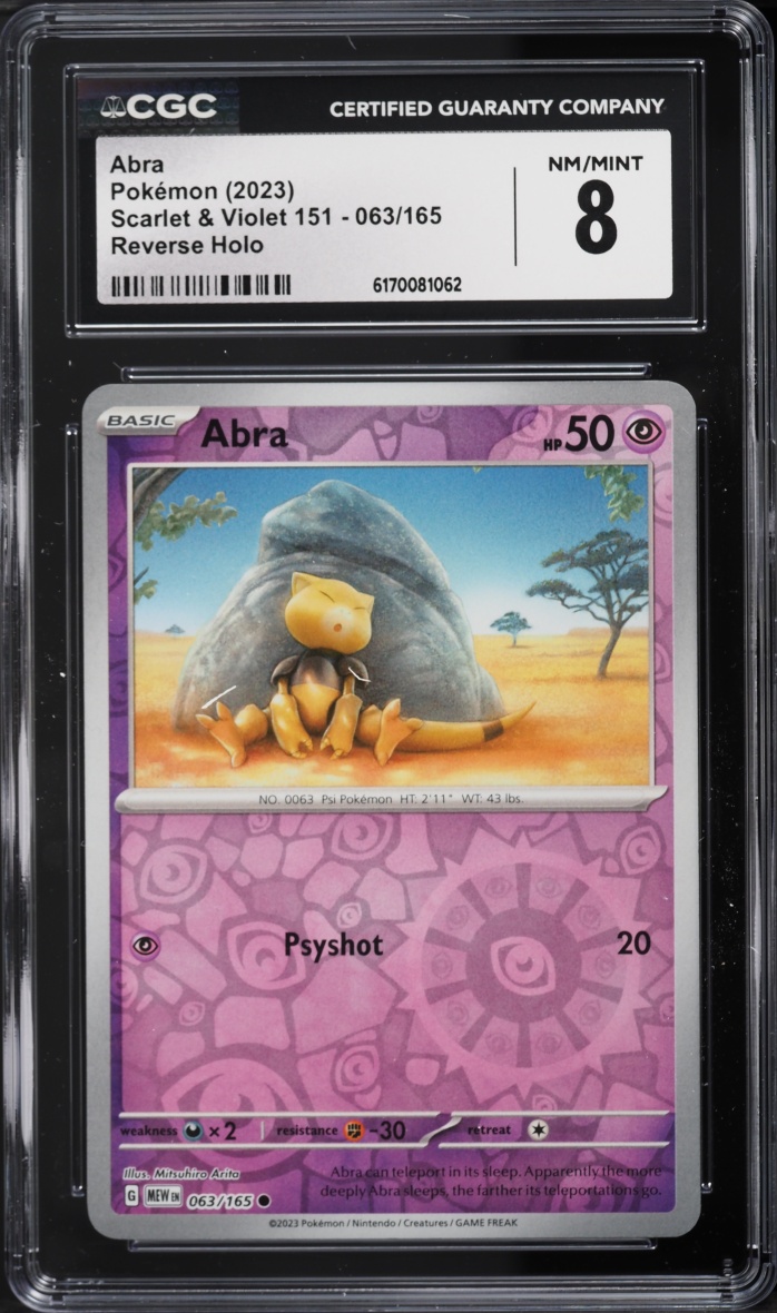 2023 Pokemon Scarlet & Violet 151 Reverse Holo Abra #063 CGC 8 NM-MT