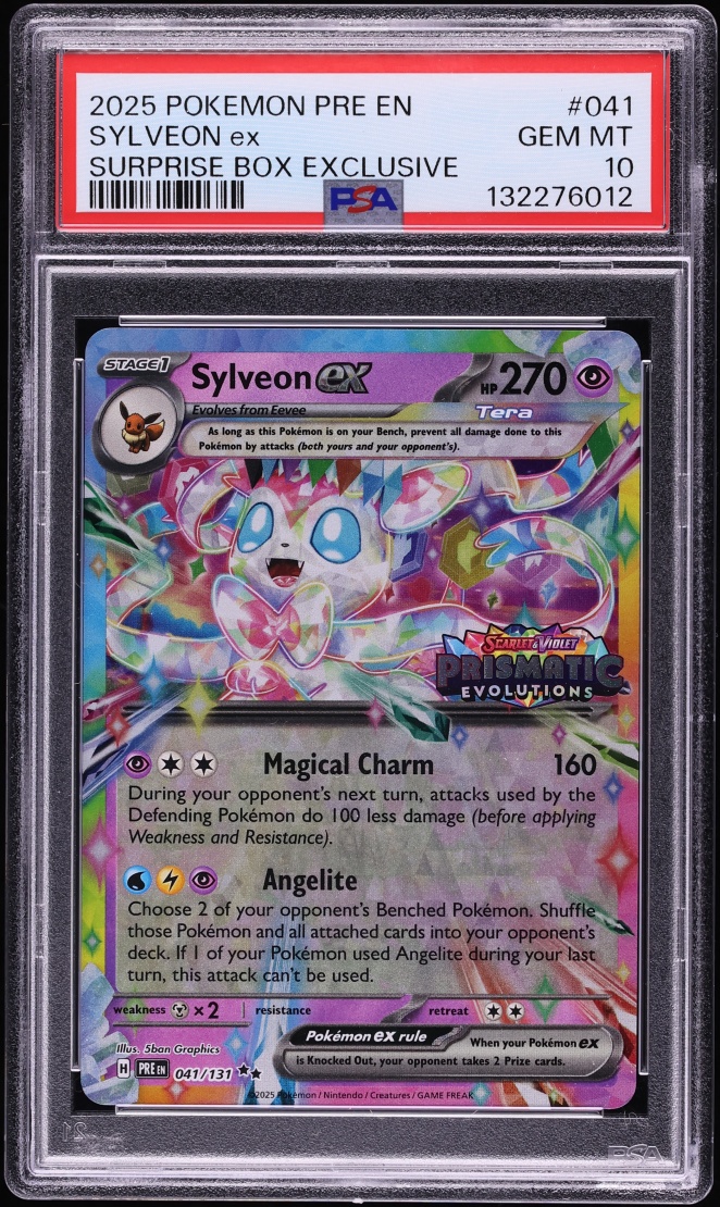 2025 Pokemon SV Prismatic Evolutions Surprise Box Exclusive Holo Sylveon ex #41 PSA 10 GEM MINT
