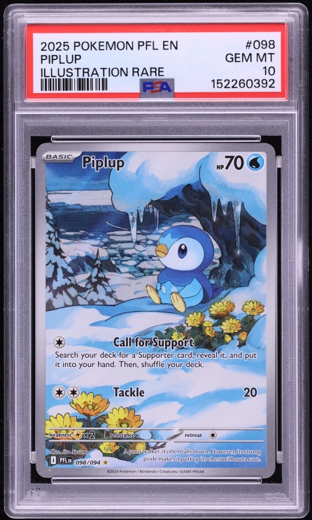 2025 Pokemon Mega Evolution Phantasmal Flames IR Piplup #98 PSA 10 GEM MINT